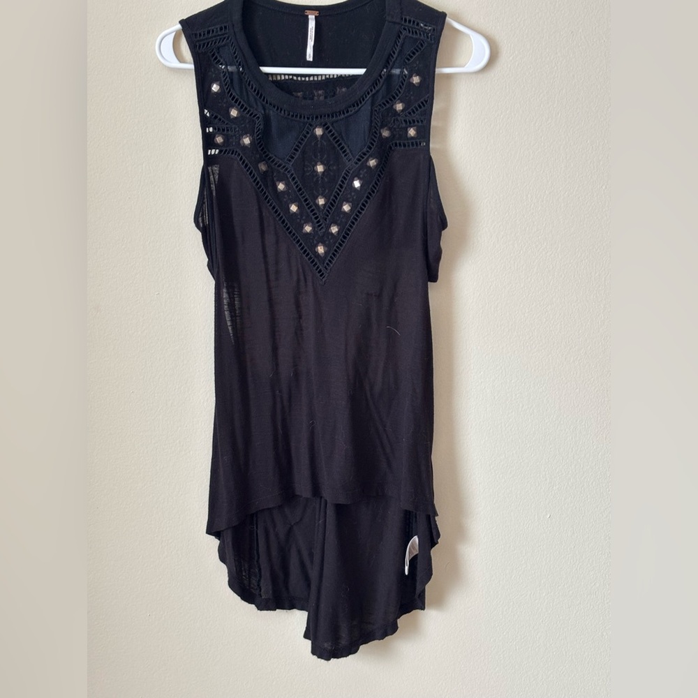 Free People Black Boho Blouse Size Small